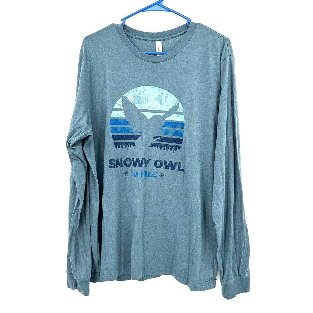 Bella + Canvas Size XL Shirt Blue Graphic Print Owl Long Sleeve Crew Neck Casual